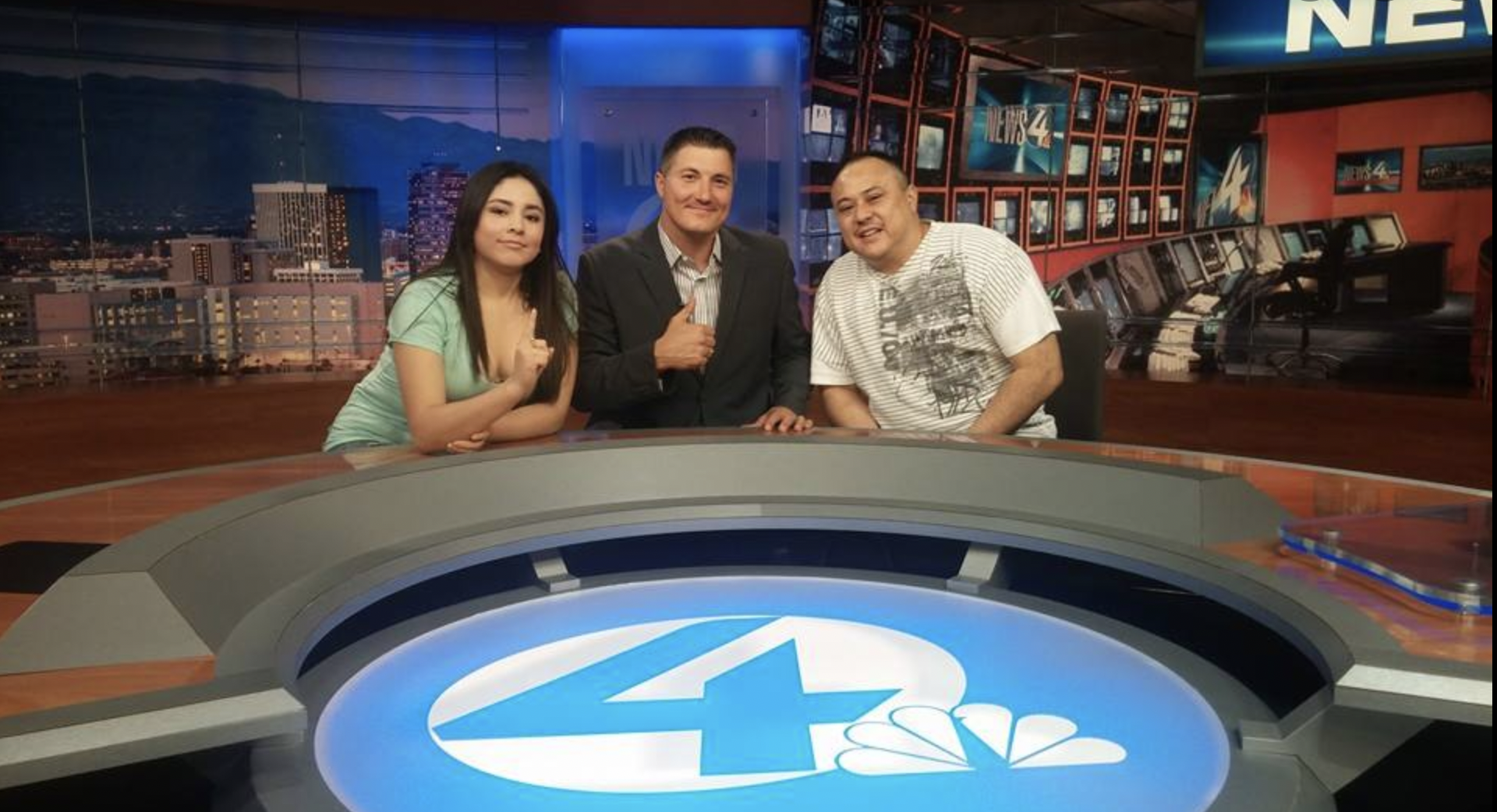 Andres Mixlab Lopez, Paul Cicala, and Ana Fernanda Valadez during an interview at KVOA News Studio, Tucson AZ