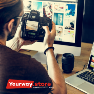 YourWay.Store Camera and Computer Logo - Monetize and Engage Your Audience Online